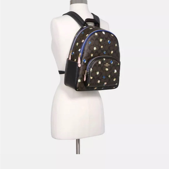Coach Court Backpack In Signature Canvas With Vintage Mini Rose Print - Picture 2 of 4